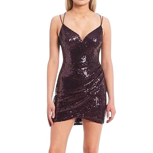 B. Darlin Sequin Mesh Party Dress 9/10 Strappy X-Back Goth Glam HOCO Holiday - Picture 1 of 12